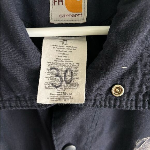 Carhartt Men's Flame Resistant Unlined Coverall Dark Blue Size Medium EUC 1 0449 - Picture 5 of 14